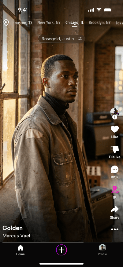 Songcry app — artist feed